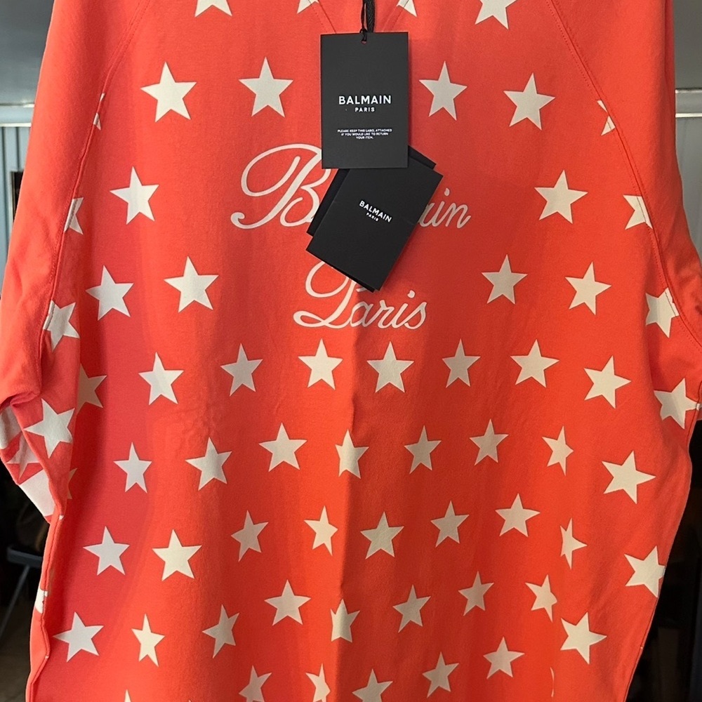 Balmain Coral Star Print Sweatshirt